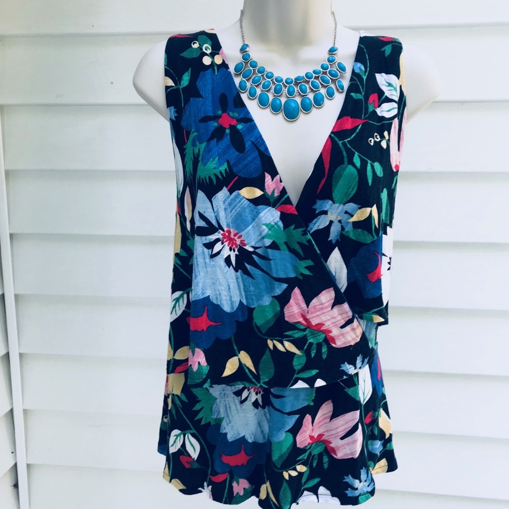 NWOT Anthropologie Deletta blue wrap floral Medium